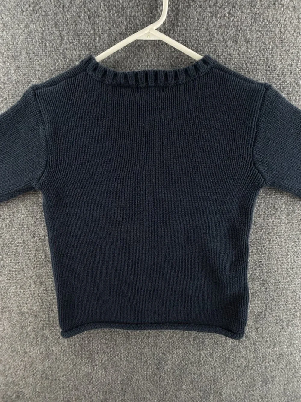 Ralph Lauren Boys Flag Sweater USA Large Cotton Japan Made Navy Blue Crew Neck